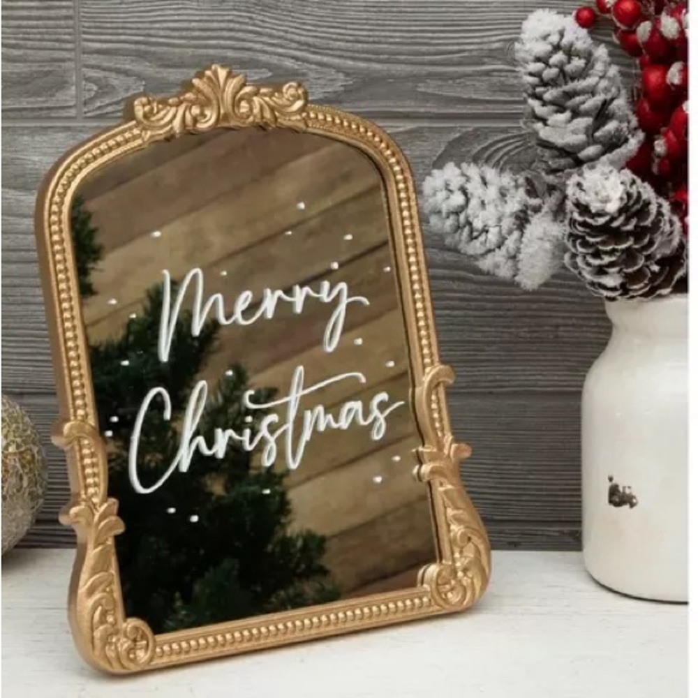Hobby Lobby Gold Holiday Mirror with Merry Christmas Design